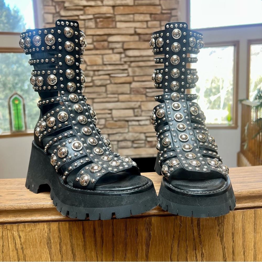 NWT UNWORN Jeffrey Campbell Studded Platform Combat Boots/Gladiator Sandals